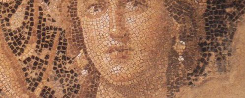 A woman's face on the Roman mosaic