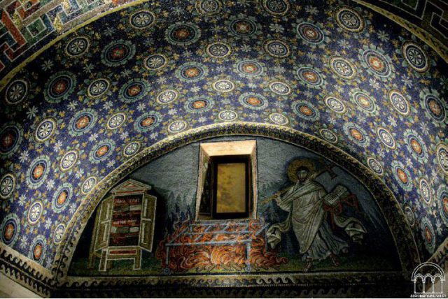 Mosaics inside the Mausoleum of Galli Placidia in Ravenna