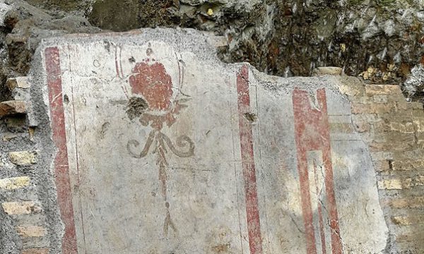 Visible fresco on a fragment of the exposed wall