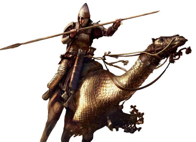 Ciężki jeździec na opancerzonym wielbłądzie