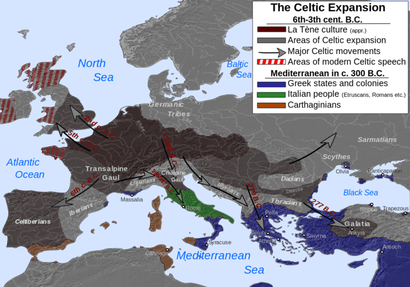 Celtic expansion in Europe between the 3rd and 6th century BCE