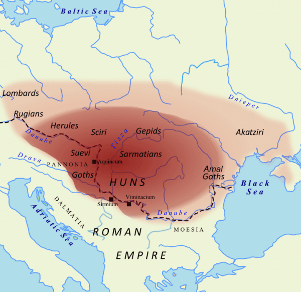 Empire of Attila around 450 CE