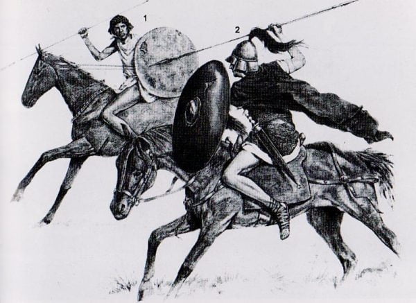 Jeżdziec numidyjski (1) w starciu z ekwitą rzymskim (2)