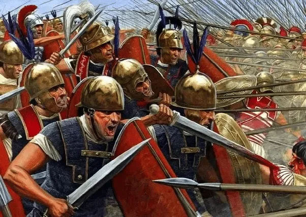 Roman infantry under the pressure of the phalanx