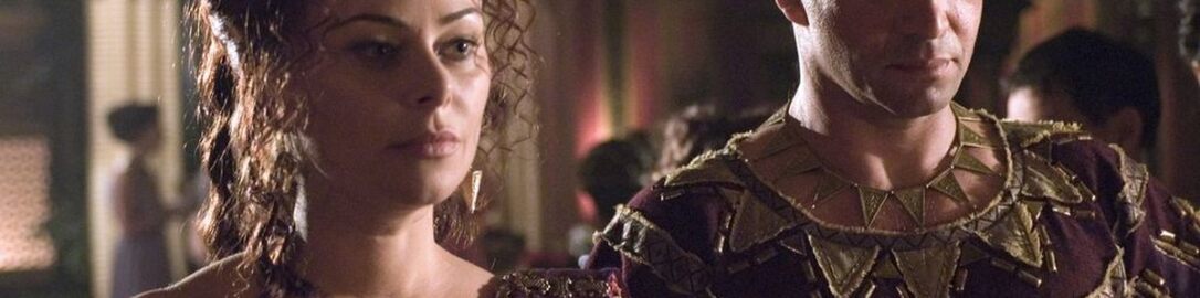 Polly Walker jako Atia Starsza i James Purefoy jako Antoniusz w serialu Rzym