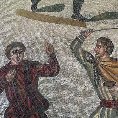 Mozaika ukazująca pana bijącego niewolnika