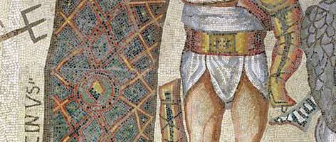 Roman mosaic showing victorious gladiator