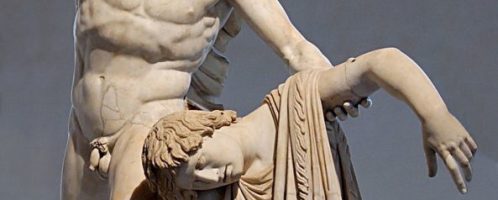 Rzymska rzeźba z I wieku n.e. ukazująca Galatę zabijającego żonę i siebie