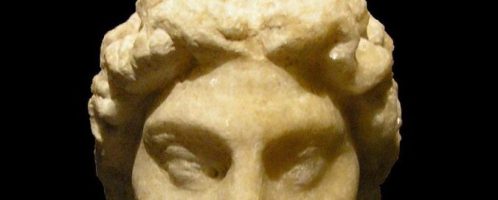 Głowa geniusza, czczonego przez rzymskiego żołnierza (obiekt znaleziony w Vindobonie, II wiek n.e.)