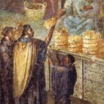 Fresco from Pompeii showing a bread seller