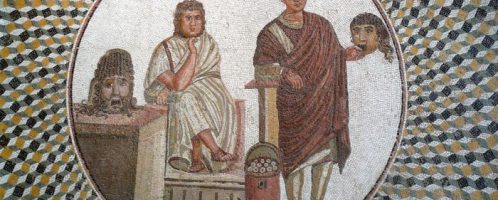 Roman mosaic show the acting