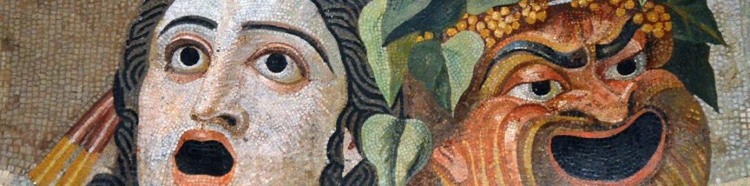 Mozaika rzymska ukazująca maski teatralne