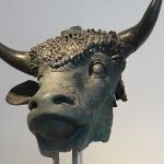 Bronze head of a sacrificed bull