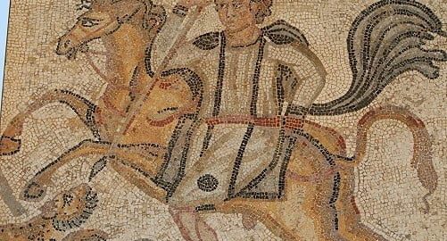 Rider on the Roman mosaic