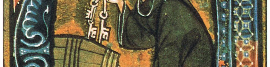 Medieval monk in the painting