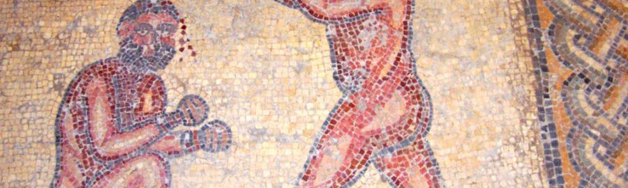 Men's fight on the mosaic