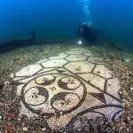 Roman mosaic located under the water in Baiae