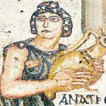 A woman with a jug on the Roman mosaic