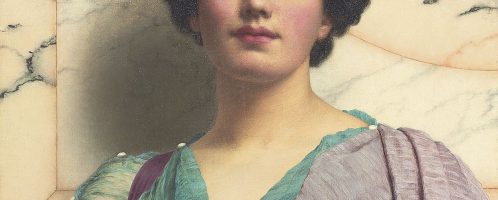 A painting by John William Godward showing a beautiful woman from the  ancient world