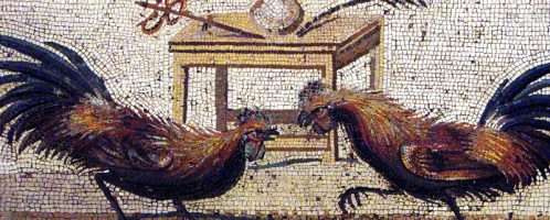 Fighting roosters on the Roman mosaic