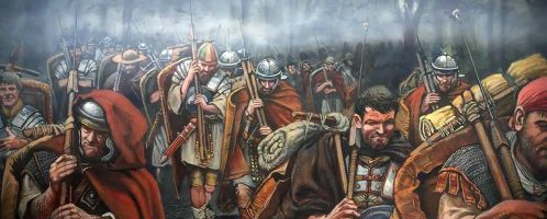 Rzymianie w trakcie marszu w czasie wojen dackich