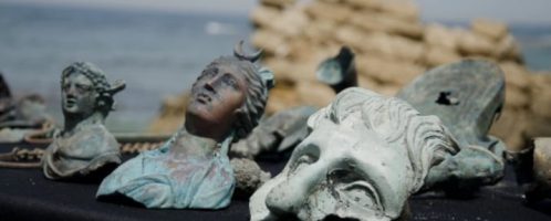 Artifacts in a shipwreck off the coast of Israel