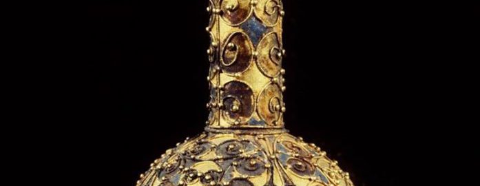 Golden Roman perfume bottle