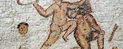 Rzymska mozaika ukazujca ścięcie głowy