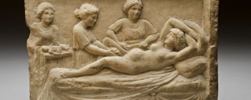 Scena rodzenia na rzymskiej rzeźbie