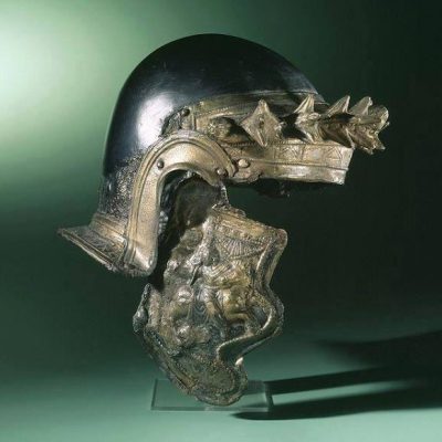 Roman helmet worn by cavalry, dated 150-200 CE Object found in Nijmegen, Netherlands