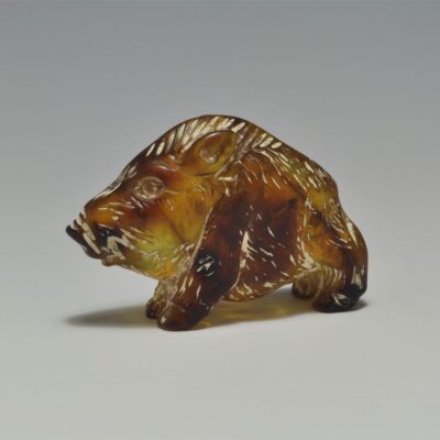 Roman boar figurine made of amber