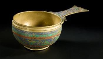 Roman decorated vessel made of bronze and lead