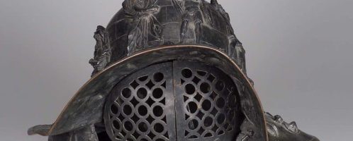 Reconstruction of the murmillo gladiator's helmet