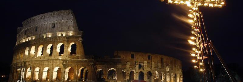 Cross in front of the Colosseum