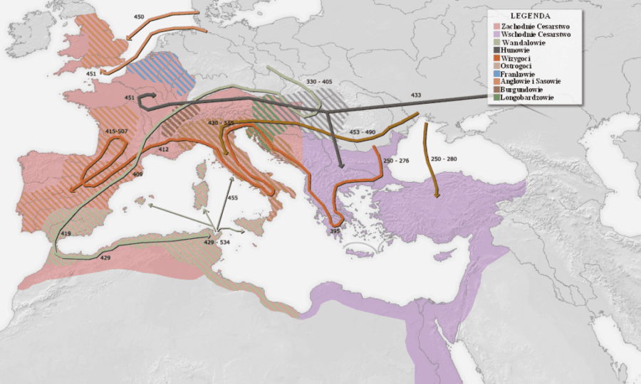 Great migration of peoples in the territory of the Roman Empire