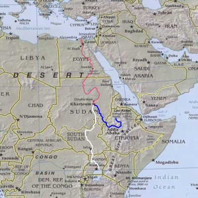 Mapa przedstawiająca bieg Nilu