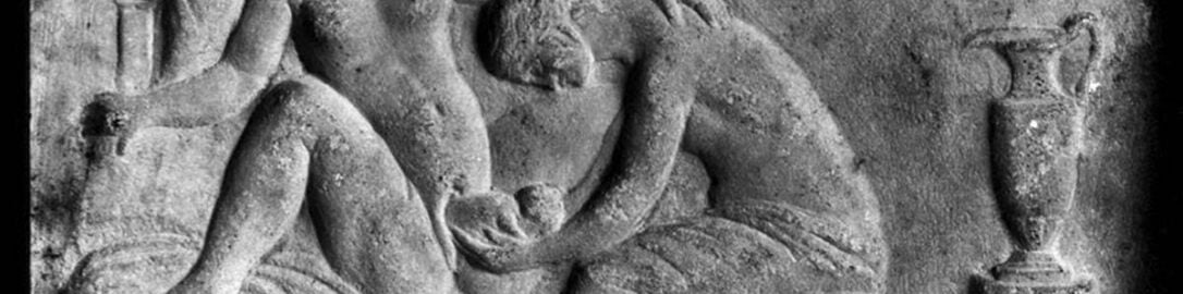 Childbirth depicted in relief