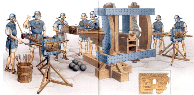 Visualization of Roman artillery around 69 CE