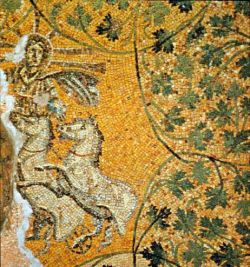 Mozaika zapewne ukazuje Chrystusa jako Sol lub Heliosa