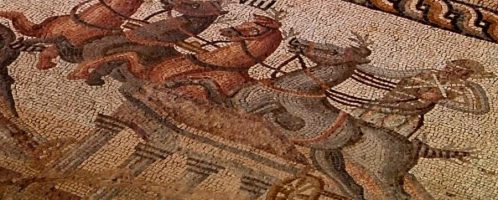 Renovation work is underway on mosaic depicting chariot race