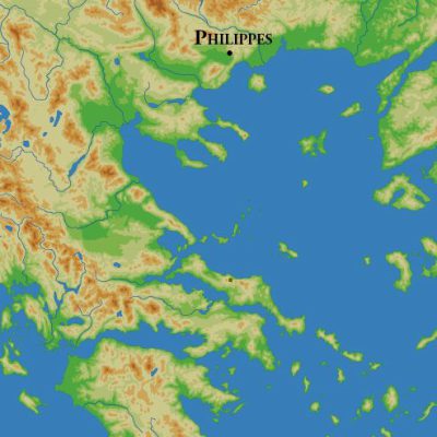 Location of the battle of Philippi.