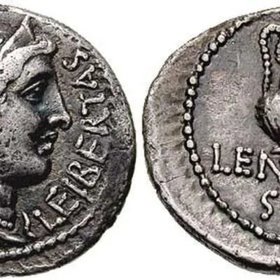 Denarius with the image of Cassius