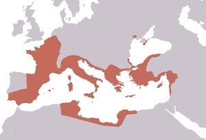 The Roman Republic in 40 BCE, after Caesar's conquest in Gaul