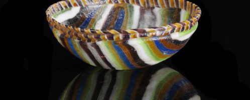 Roman plate bowl with colored stripes