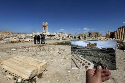 Panorama of Palmyra with security services