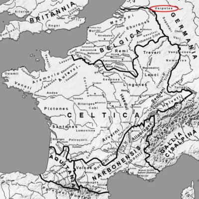 Podział Galii z głównymi miastami około 58 roku p.n.e.