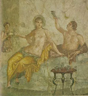 Fresco showing a Roman prostitute