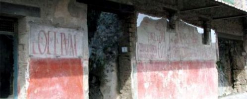 An example of Roman graffiti on a wall in Pompeii