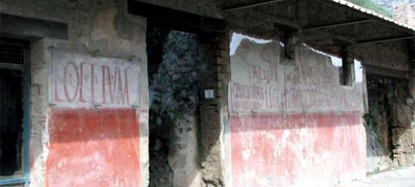 An example of Roman graffiti on a wall in Pompeii