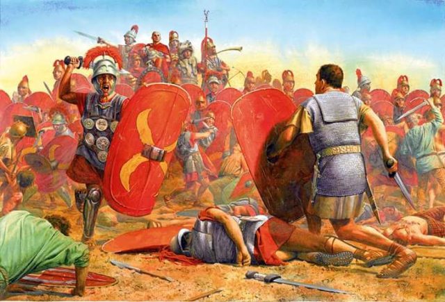 Spartacus carrying out a charge on Crassus during the battle of the Silarius River